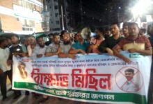 বাবরকে নিয়ে কুরুচিপূর্ণ মন্তব্যের প্রতিবাদে দক্ষিণখানে বিক্ষোভ মিছিল