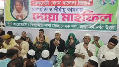 খালেদা জিয়ার রোগমুক্তি ও দীর্ঘায়ু কামনায় খিলক্ষেত থানা স্বেচ্ছাসেবক দলের উদ্যোগে দোয়া মাহফিল