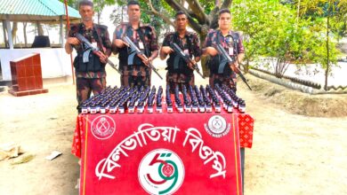বিলভাতিয়া সীমান্তে বিজিবির অভিযানে ১৯৮ বোতল ভারতীয় নেশাজাতীয় সিরাপ আটক
